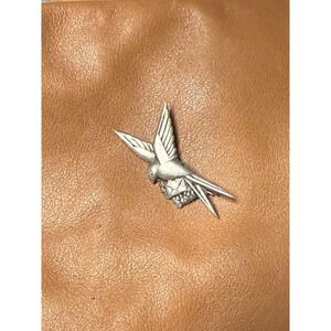 Vintage Swallow Carrier Bird Pin‎ Brooch Mexican Silver Sparrow Letter GUC